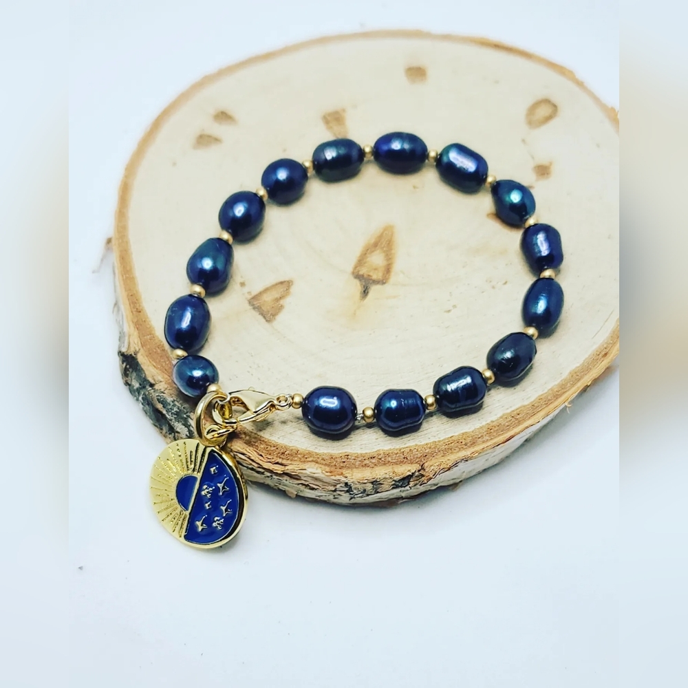 Black Freshwater Pearl Sun and Stars bracelets